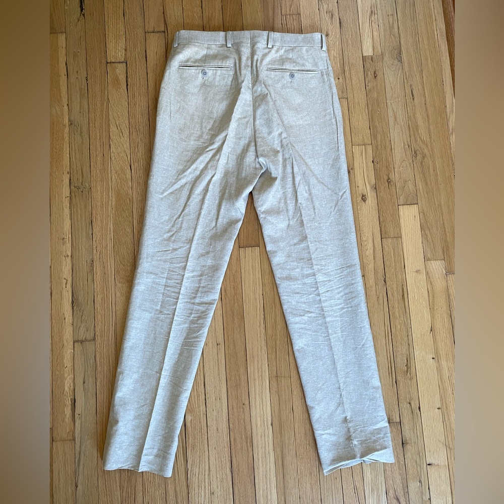 Men’s Slim Fit Linen Blend Suit Pants - Picture 2 of 8